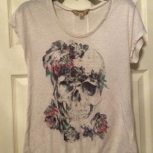 Decree XS Girls Graphic White Skull T-Shirt